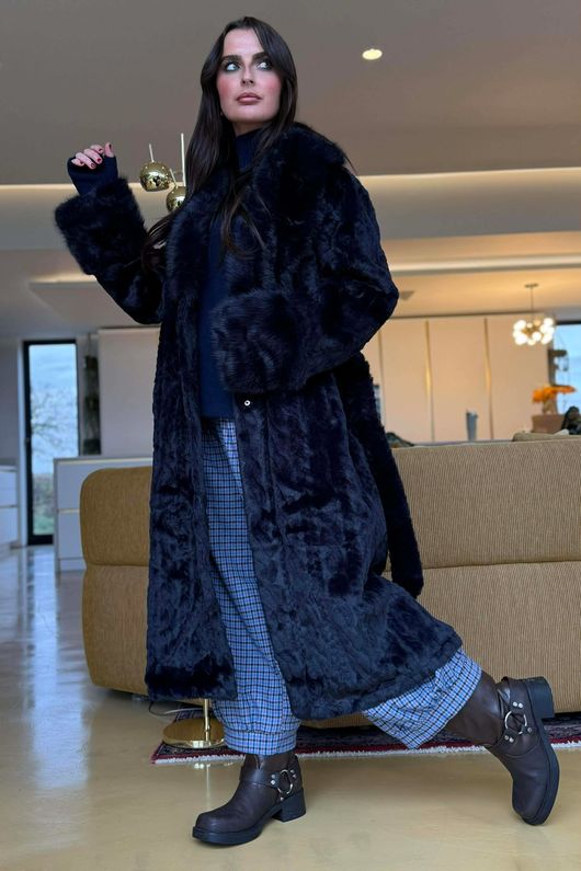 Verbier Premium Faux Fur Coat Midnight